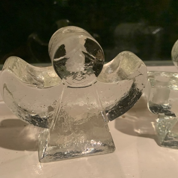 Vintage glass set Wiesenthal Hutte Germany angel candlesticks. - Picture 3 of 12